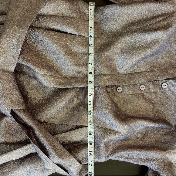 Teri Jon Metallic Jacquard Shirt Dress Event Glown Maxi Long Sleeves Size 12 - Picture 14 of 16